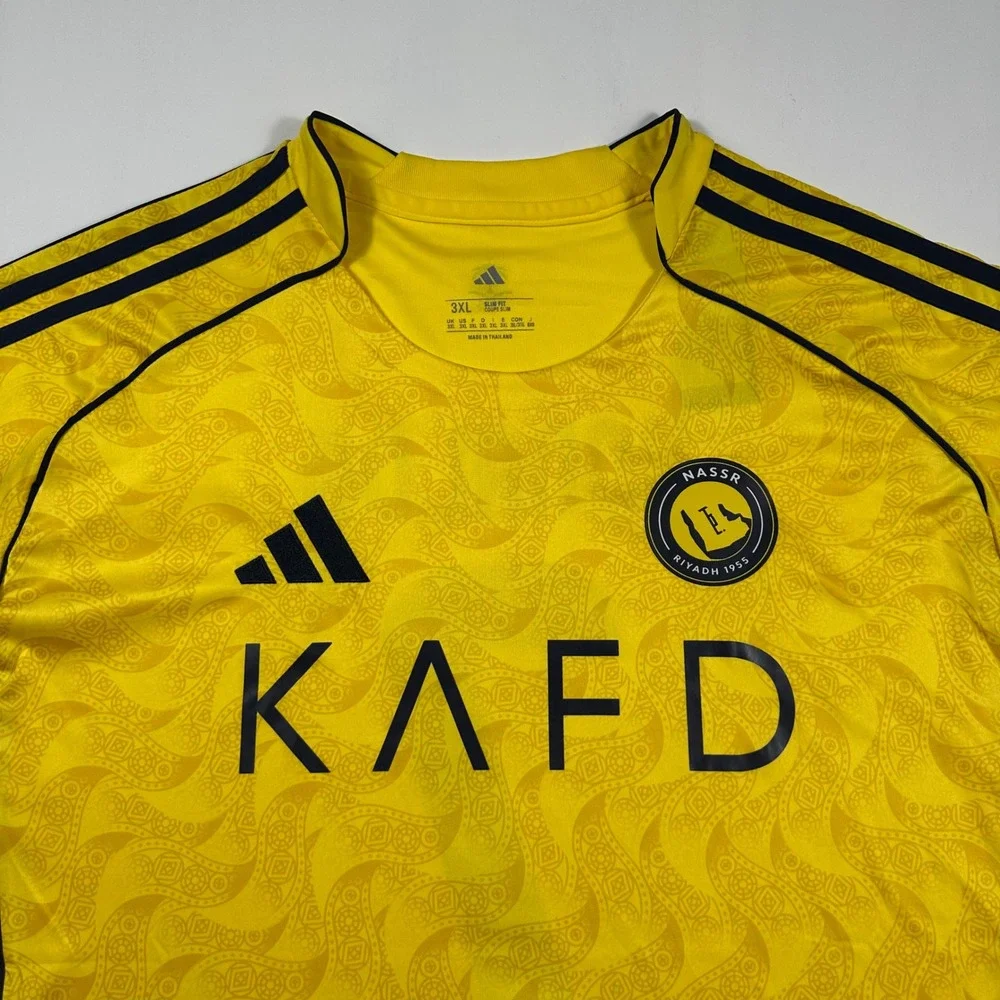 Al Nassr Ronaldo 7 Jersey Mens 3XL Adidas Slim Fit Home Kit Yellow NEW